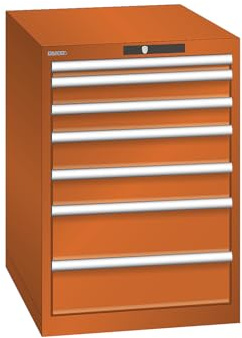 kaiserkraft | ESD-Schubladenschrank | BxTxH 564 x 725 x 800 mm | 7 Schubladen | Traglast 75 kg | orange