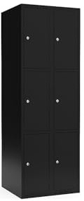 kaiserkraft | 3er-Schließfachschrank Fydor | 2 Abteile | Schwarz | B 600 mm | Flache Dachform | Zylinderschloss