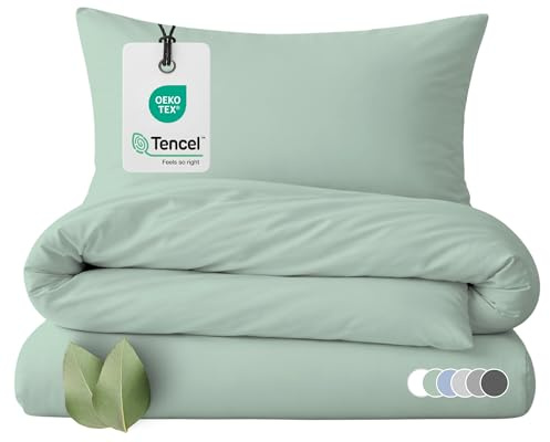 Carpe Sonno Lyocell Bettwäsche 135x200 cm [Tencel™] kühlend – Grün | Kühlende Sommerbettwäsche aus Eukalyptus-Faser | ultra weich & atmungsaktiv | ideal für warme Nächte & Allergiker