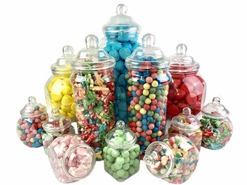 TOP STAR 12 Empty Jars Vintage Victorian Pick & Mix Sweet Shop Candy Buffet Kit Party Pack
