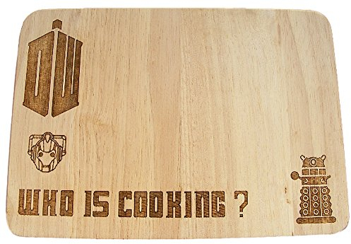 Doctor WHO Dalek Tardis Cybermen Inspired Gift IDEA Hardwood Wooden Chopping Cutting Cheese Board Place MAT Engraved Wood Kitchen Cooking Baking DR Present (Premium Hardwood 30x20x1.5 cm)