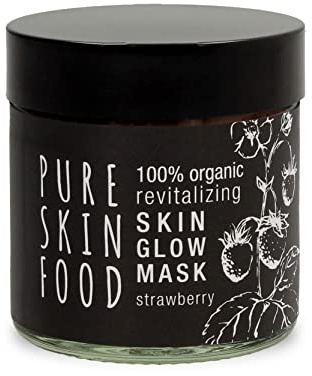 Bio Skin Glow Maske von PURE SKIN FOOD | mit Erdbeere & Superfoods | erfrischend & reinigend | 100% bio-zertifizierte Inhaltsstoffe & vegan | 60 ml
