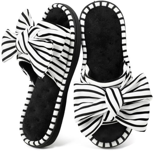 ULTRAIDEAS Chaussons Femme Nu-pieds à Bout Ouvert en Mousse à Mémoire de Forme, avec Sangle Ajustable, Semelles Caoutchouc Antidérapantes pour Intérieur et Extérieur,Noir,36/37EU