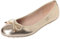 ANUFER Women's Lovely Bowknot Soft Slip-on Ballet Flats Pumps Dolly Shoes Round Toe Gold SN02752 UK4=EU37=CN37