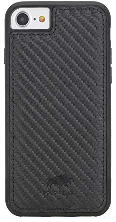 Solo Pelle iPhone SE 2020 - SE 2022 SE 3 Case Lederhülle Ledertasche Backcover Flex aus echtem Leder (Carbon Prägung)