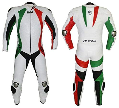 BI ESSE Tuta Moto Uomo In Vera Pelle Intera Per Uso Pista Con Protezioni Rimovibili Certificate Professionale Con Gobba Aerodinamica Ideale Per Strada, Pista, Traforata, Taglio Anatomico