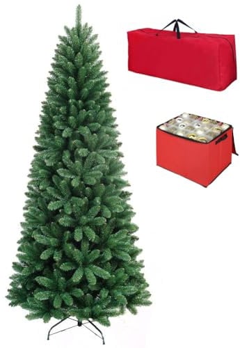 Totò Piccinni Albero di Natale Artificiale NOEL, Folto, Effetto Realistico, Rami a Gancio, Facile Montaggio, PVC, Ignifugo con Borsone (180 cm, Slim Verde)