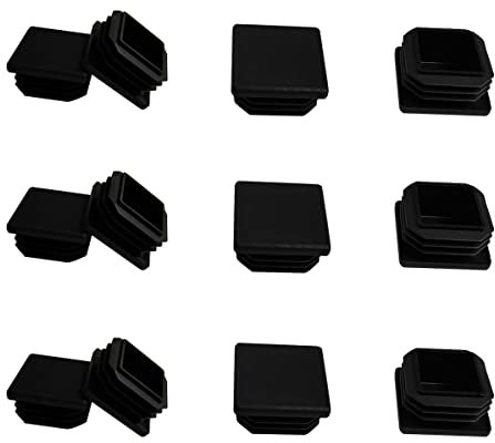 ZYYC 12 Stück 3,2 cm Vierkantrohr-Endkappen, Kunststoffstopfen, 3,2 x 3,2 cm Vierkantrohrstopfen, Rohrendkappen, geeignet für Vierkantrohr, Kunststoff, Schwarz