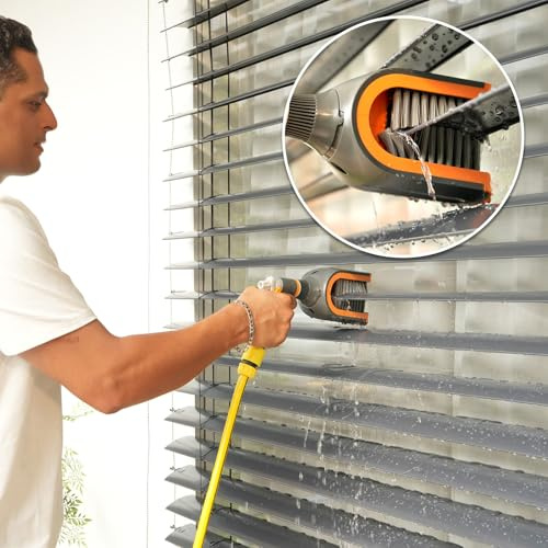 lamellen reinigungsbürste für c oder z lamellen, Raffstore Reinigungsbürste außen, Ersatzbürsten Design, Drehbarer Bürstenkopf mit Wasseranschluss, Dauerarretierung, Ergonischischer Griff
