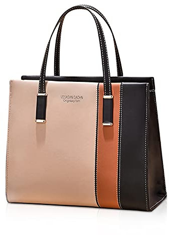 FANDARE Elegante Umhängetaschen Damen Schultertasche Verstellbare Frauen Handtasche PU Leder Wasserdicht Mittelgroß Büro Schule Einkauf Arbeitstasche Reisen Henkeltaschen Khaki