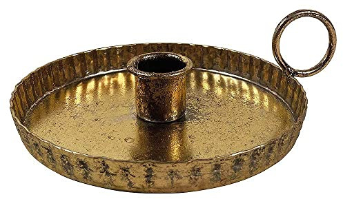 Kerzenhalter mit Henkel Biedermeier Kerzenständer Metall Gold Patiniert Vintage