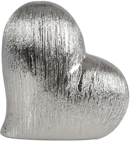 BURI Keramik Deko-Herz in Silber Dekoelement Dekoration Raumschmuck Raumdekoration