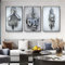 SWECOMZE 3er Kunst Modern Poster Set - 3D Metallfigur Statue Kunst Liebe Herz Kuss Bilder Wandkunst Deko - Ohne Rahmen - Wanddeko Wand Wohnzimmer Wanddekoration Deko (B,50x70cm)