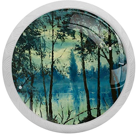 Lot de 4 boutons de tiroir vintage en bois avec peinture à l'huile pour commode, armoire, cuisine, tiroir, commode