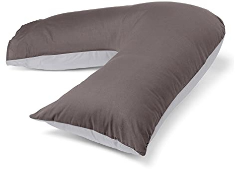CnA Stores Orthopaedic V-Shaped Pillow Extra Cushioning Support For Head, Neck & Back (CHARCOAL/GREY, V-pillow With 2 Tone Cover)