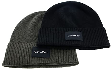 Calvin Klein Soft Giftset Rtw Patch Rib Beanie 2-Pack Olive/Black