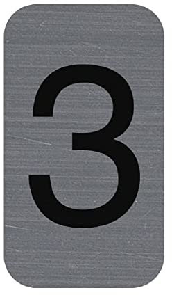 Exacompta - Réf. 67183E - 1 plaque adhésive CHIFFRE 3 - Plaque murale imprimée de signalisation - Sur tous supports - Aspect aluminium brossé - Dimensions : 2,5 x 4,4 cm