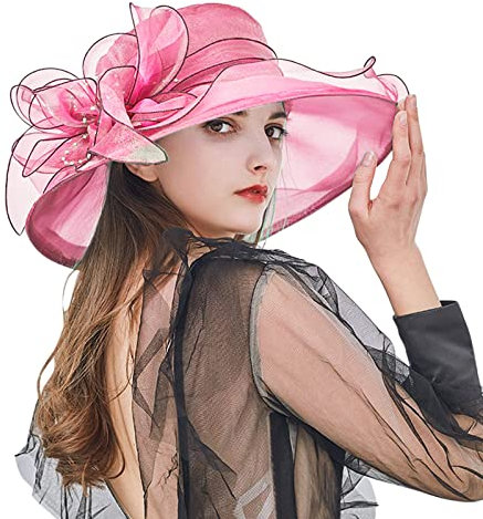 Bibi élégant pour femme - Chapeau bibi en maille - Chapeau de mariée vintage des années 20 et 50 - Accessoire pour cheveux, rose vif, Taille unique