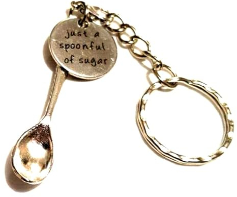 'Just a Spoonful of Sugar' Mini Spoon Keychain, Spoonie Keychain, Chef, Cook, Waitress, Festival, Alice Spoon Keyring