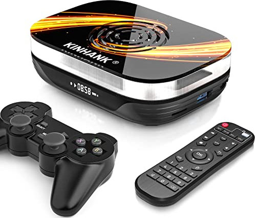 KINHANK Super Console X3 Plus Retro Game Console,Built-in 91,000 Games,S905X3 Chip 1.9GHz Cortex-A55 CPU,Emuelec 4.5/Android 9.0 System in One,Cooling Fan,Smooth Run 60+ Emulators (64GB)