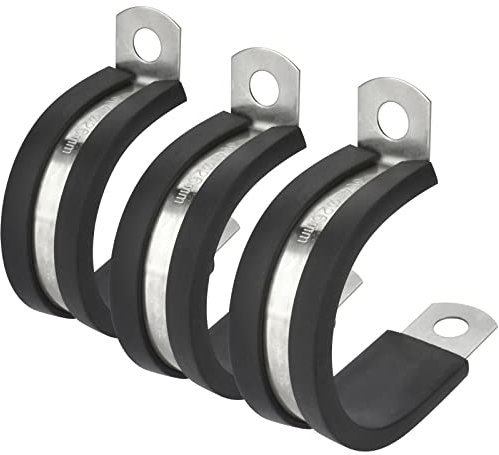 12 Pack Diameter 26 mm Rubber Cushioned Stainless Steel Cable Clamp Rubber Hose Mounts for Tube, Pipe, Wire Cord Installation