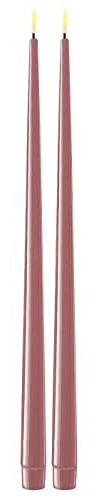 ReWu Homeart Deluxe Homeart - Juego de 2 velas led (38 cm, revestidas de cera auténtica, color lila claro)
