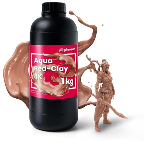 Phrozen Aqua-Red Clay 8K 3D Drucker Resin | Druck Harz für Phrozen Sonic Mini & Mighty | 405nm SLA/DLP/LCD 3D Printer Photopolymer UV Resin | Hohe Präzision, Geringer Geruch - Rot (1kg)
