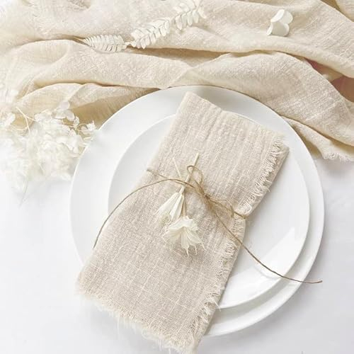 YUWEN 50 Stück Gaze Baumwolle Salbeigrün Serviette Geschirrtuch Hochzeit Party Weihnachten Tischdekoration Retro Burrs Servietten 42x42cm