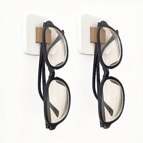 FINDAMAZE Brillenaufbewahrung 2 Stück, kurzer Sonnenbrillen Organizer Wandmontage, Brillenständer/Brillenhalter zum Aufhängen der Brille, Brillen-Display, Weiß
