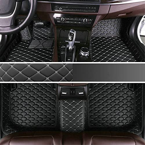 LSLYCN Nach Maß Allwetter Auto FußMatten für 99% Stufenheck, Schrägheck, Coupe, Kombi, Cabriolet, Großraumlimousine 2000-2023 (Schwarz beige, A-Diamant)
