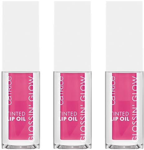 Catrice Glossin' Glow Tinted Lip Oil, Lipgloss, Nr. 040, Pink, pflegend, Färbeeffekt, mit Ölen, natürlich, vegan, ohne Parabene, ohne Mikroplastikpartikel, Nanopartikel frei, 3er Pack (3x4ml)