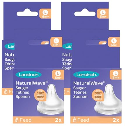 Lansinoh NaturalWave Sauger, Gr. L - schneller Milchfluss, 8 Stück (4er Pack)