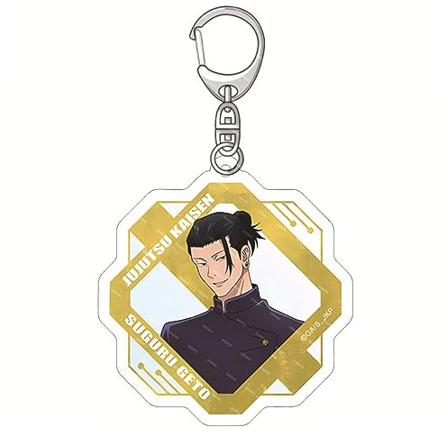MayDee Jujuts Go jo Geto Kaise Schlüsselanhänger Anime 5t5 Satoru Go jo Figur Anhänger Cosplay Accessories Schlüsselanhänger Aus Acryl, Geburtstags Geschenk, 6cm Doppelseitig Bedruckte Anime Deko (C)