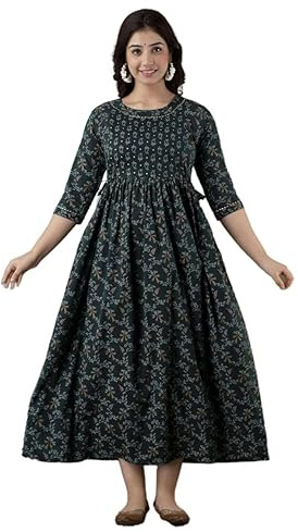 MAGHMA Women's Maternity Cotton Kurti for Feeding Dress with Zip Maxi Night Dress for Women, darkgray, XXL