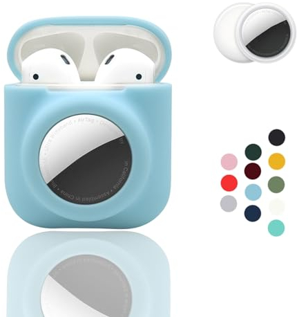 2-in-1: CAQAKA Schutzhülle für AirPods der 2. / 1. Generation und AirTag, weiche Silikon-Schutzhülle für Jungen, Mädchen, Damen, Herren, kompatibel mit AirPods der 2. / 1. Generation