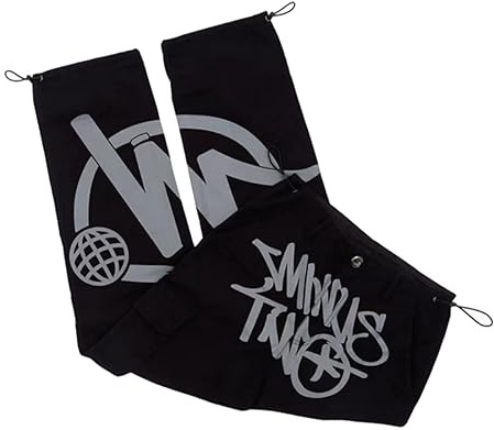 Minus Two Cargo Y2K Herren | Jogginghose Y2k Jeans Baggy | Hip-Hop Cargo Hosen Unisex | Harajuku Denim Schwarze Print Loose Straight Hose mit Weitem Bein | Teenager Jungen Skateboard Hosen Streetwear
