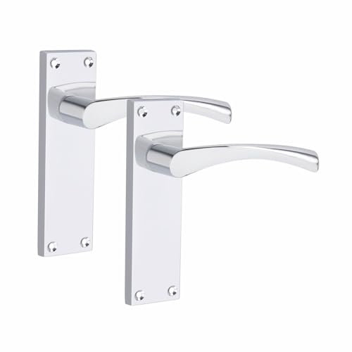 Golden Grace Victorian Scroll Astrid Door Handles Latch in Silver Polished Chrome, 1 Pair - 150mm x 40mm Backplate