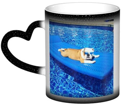 FUkker Tasse, tasse à café en céramique à couleur changeante, tasse à thé pour la cuisine, le restaurant, le bureau, bouledogues anglais de 330 ml
