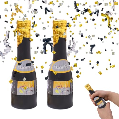 Champagner Kanone, Hillylolly 2 Stück 16 * 4.5cm Champagner Konfettikanone, Party Popper Champagner, Konfetti Party, Partydekoration, für Silvester, Partys, Geburtstage, Hochzeiten