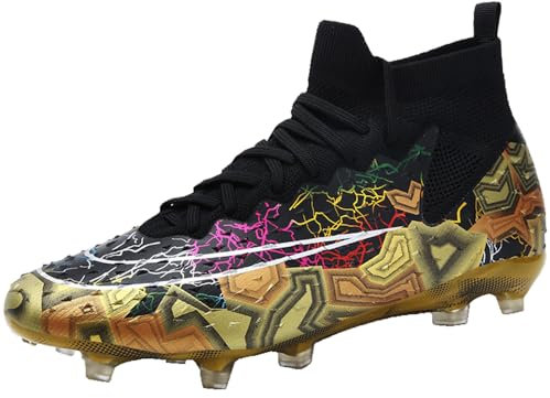 VTASQ Fußballschuhe Herren High Top Spike Kunstrasen Fussballschuhe Kinder Jungen Stollen Cleats Professionelle Athletics Trainingsschuhe Outdoor Sport Fußball Stiefel 1Schwarz EU 43