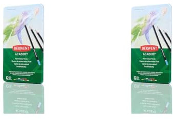 Derwent Academy Pastel Colour Pencils, Set of 12 in Tin, For Aspiring Artists, Ideal for Colouring & Drawing, Premium Quality, 2306022, Black (Pack of 2)