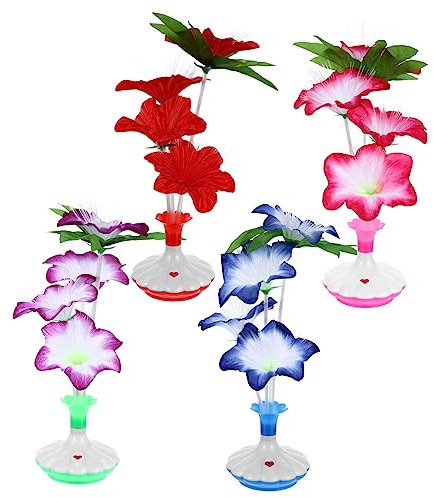 PRETYZOOM 4stücke Teiliges Led Glasfaserblumen Bunter Beleuchtung Künstliche Vase Mit Stabiler Basis Und Romantischem Design Leichte Sichere Dekoration Für Innenbereiche