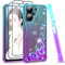 LeYi Glitzer Hülle für Xiaomi Redmi 13C 5G Handyhülle [2*Schutzglas Schutzfolie] Glitter Flüssig Cover Bling Eckenschutz Stoßfest Schutzhülle Handy Redmi 13 C Case Frauen Türkis Lila
