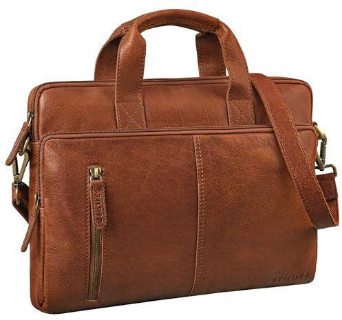 STILORD 'Raihn' Borsa Porta Pc 13.3-14 Pollici Pelle Ventiquattrore Sottile per Lavoro Viaggio Business Bag Vintage Custodia Laptop in Vera Pelle, Colore:maraska - marrone