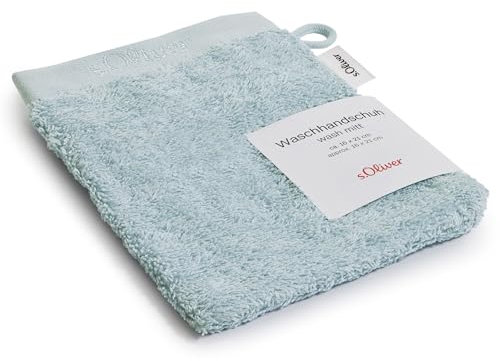 s.Oliver Waschlappen 16x21 cm - 100% Baumwolle, 600 g/m², weich & angenehm, Waschhandschuh hellblau