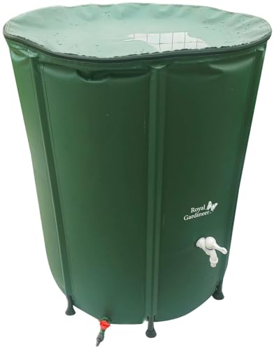 Royal Gardineer Récupérateur d'eau de pluie pliable avec couvercle, 250 L, 620 g/m² PVC, raccord de tuyau (citerne d'eau de pluie, tonneau, tuyau d'arrosage)