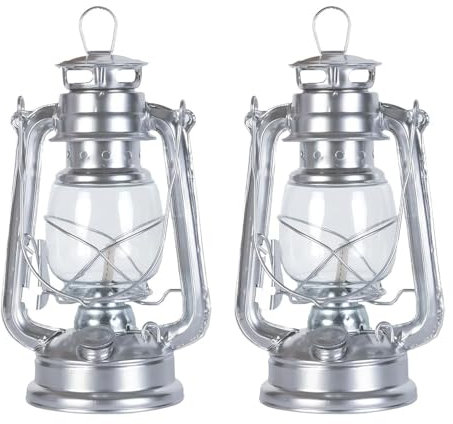 Meleg Otthon Petroleumlampe,Öllampe für Indoor,Silber Sturmlaterne Petroleum,Haus, Outdoor,Camping, Garten (Silbrig)