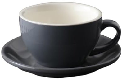 Set di tazze da latte in ceramica spessa smaltata da 250 ml/8,5 once, semplice e grande, per caffè e latte, colore grigio, 250 ml