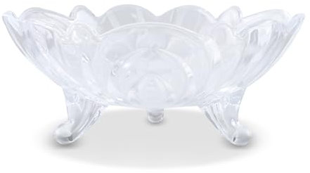 Obstschale, Glasschale, 23 cm Stativ Glas Obstteller, Groß Salatschüssel, Deko Schale Zarte Obstkorb für Küche, Dekor für Esszimmertische (Blütenform)
