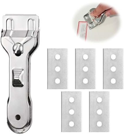 Ceranfeldschaber Edelstahl,Ceranfeld Kratzer,Glasschaber,Schaber Küche mit 5 zusätzlichen Klingen,Edelstahl Ceranfeldschaber,für Ceranfeld Kratzer, Herd Glasschaber, Backofen, Küche